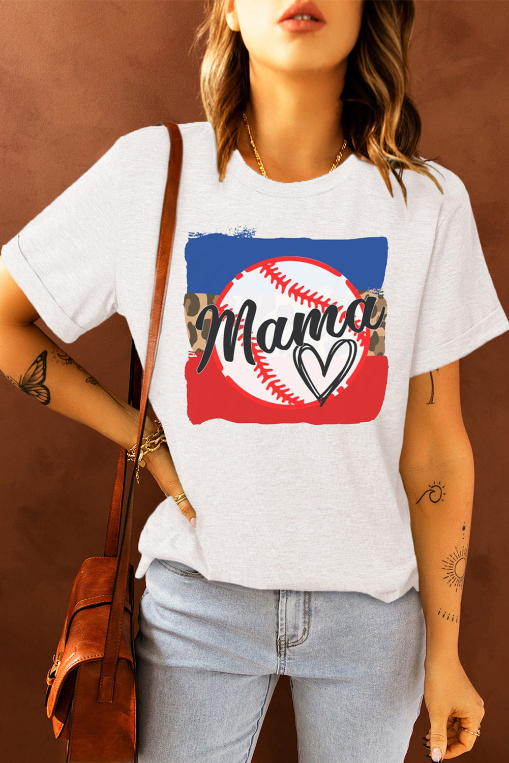 The Baseball MAMA Round Neck T-Shirt