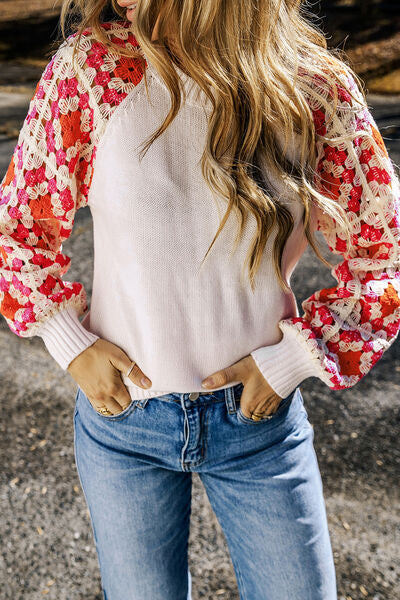 The Flower Element Openwork Round Neck Sweater