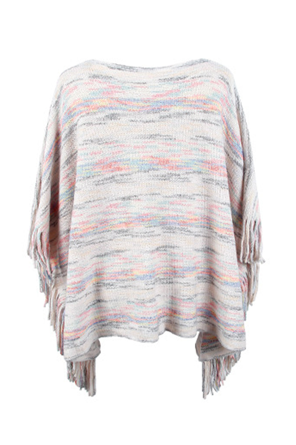 The Round Neck Fringe Detail Sleeve Poncho