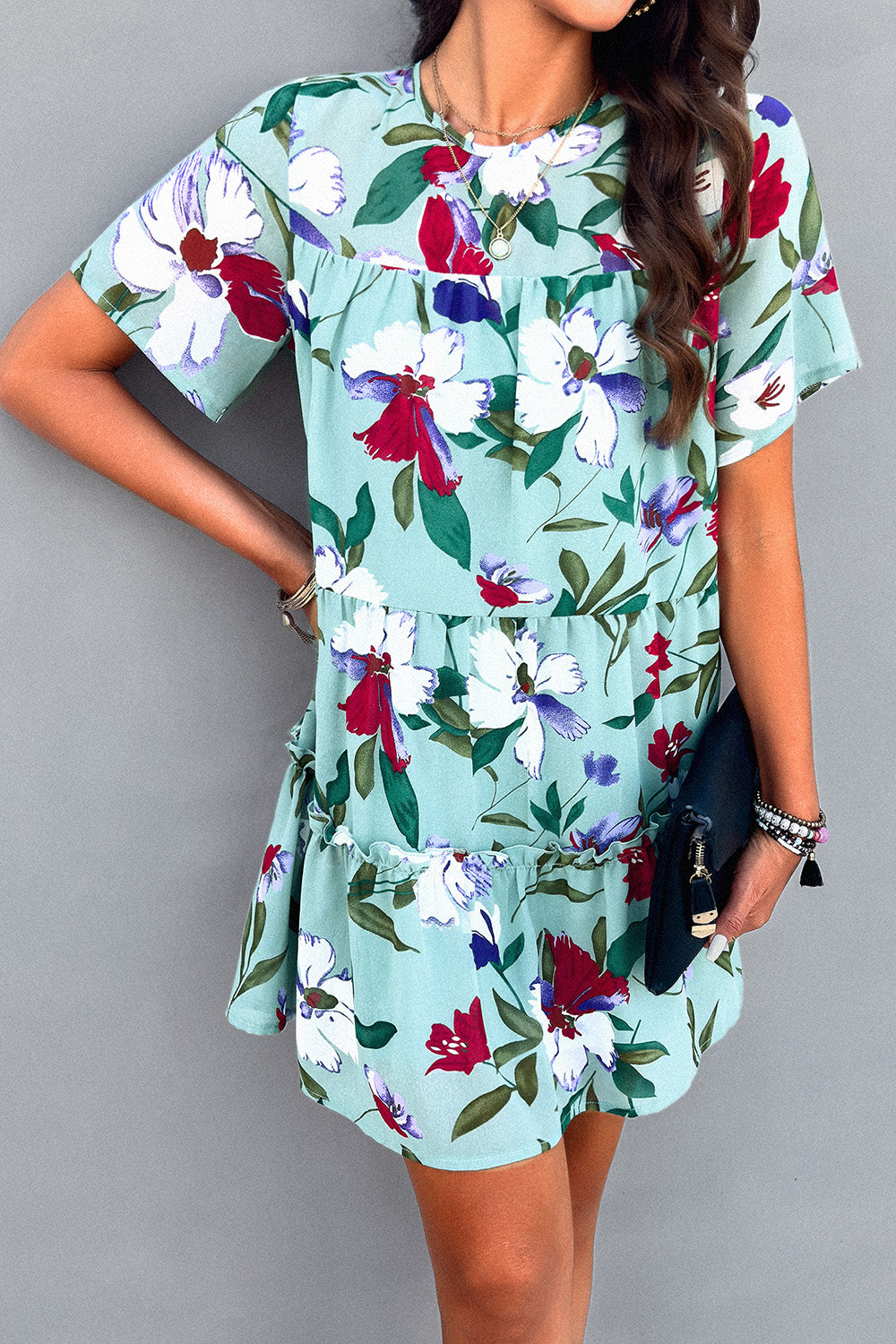 The Floral Printed Tie Back Mini Dress