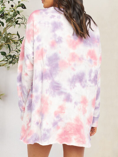 The Tie-Dye Round Neck Dropped Shoulder Tee Dress