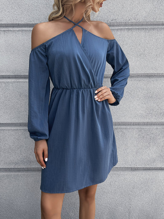 The Cold-Shoulder Crisscross Mini Dress