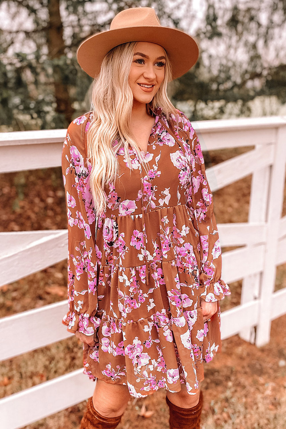 The Fall Floral Tiered Dress