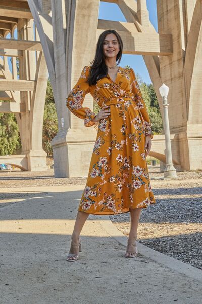 The Floral Tie Back Flounce Sleeve Dress