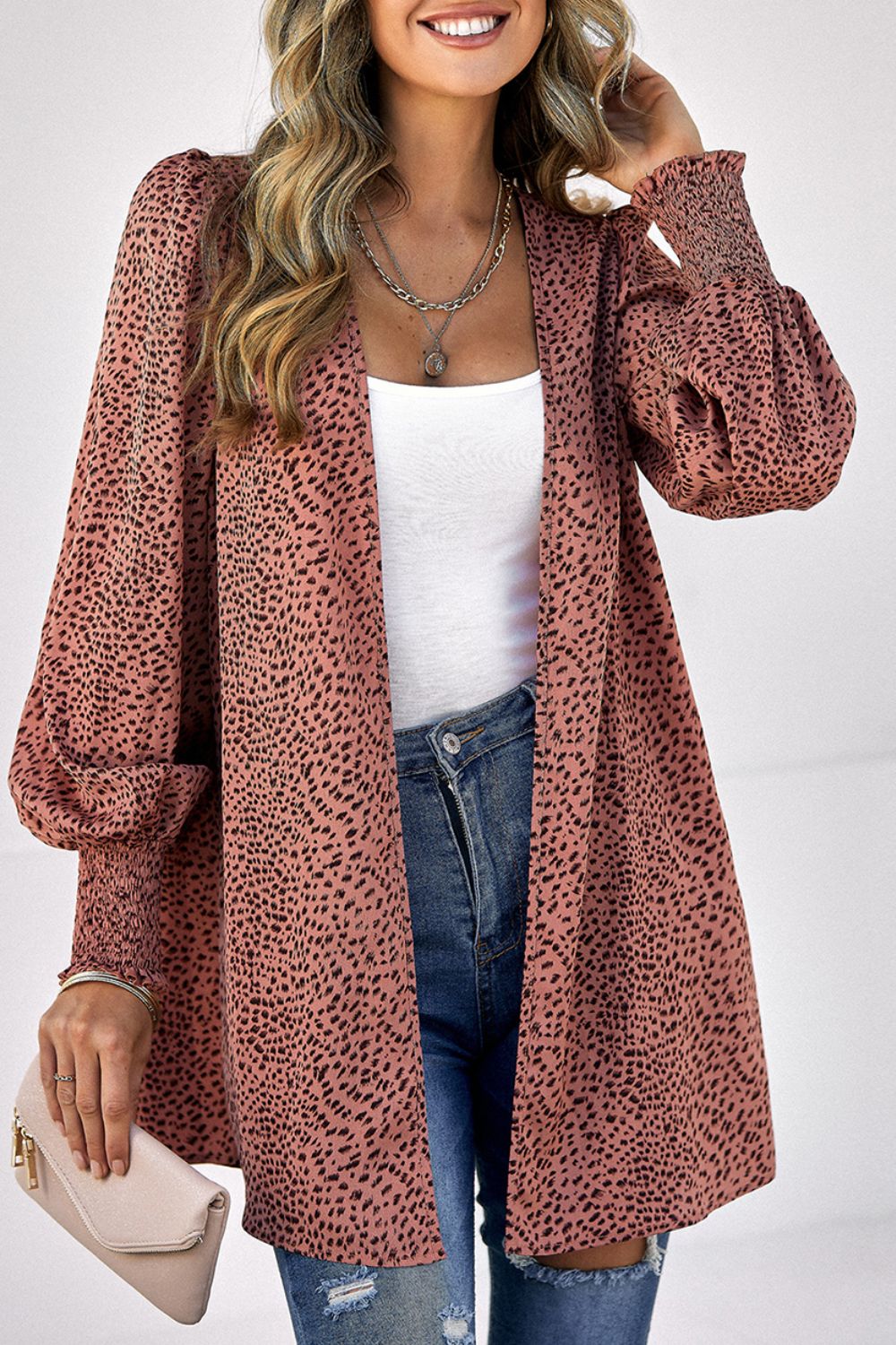 The Leopard Print Balloon Sleeve Cardigan