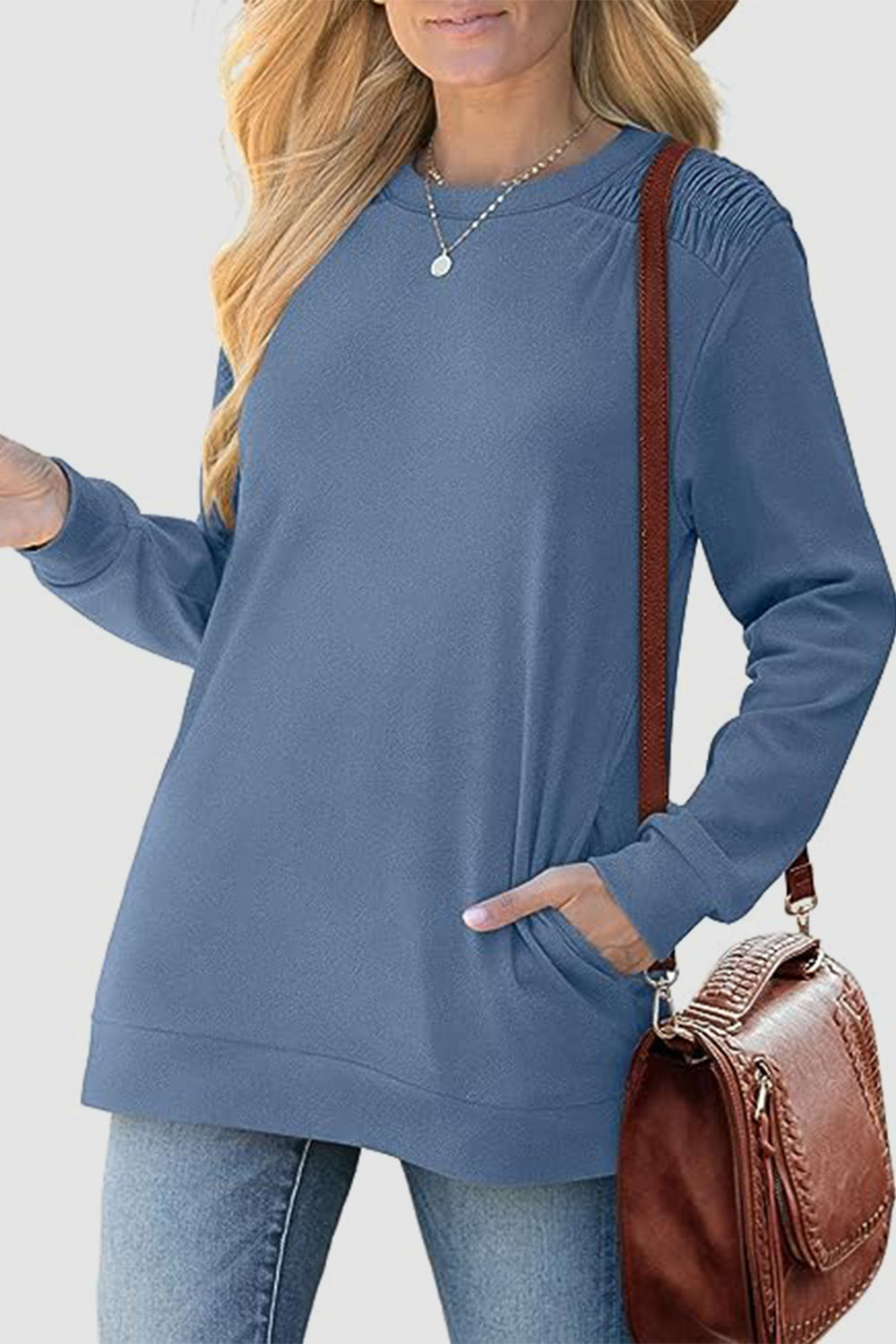 The Ruched Round Neck Sweatshirt