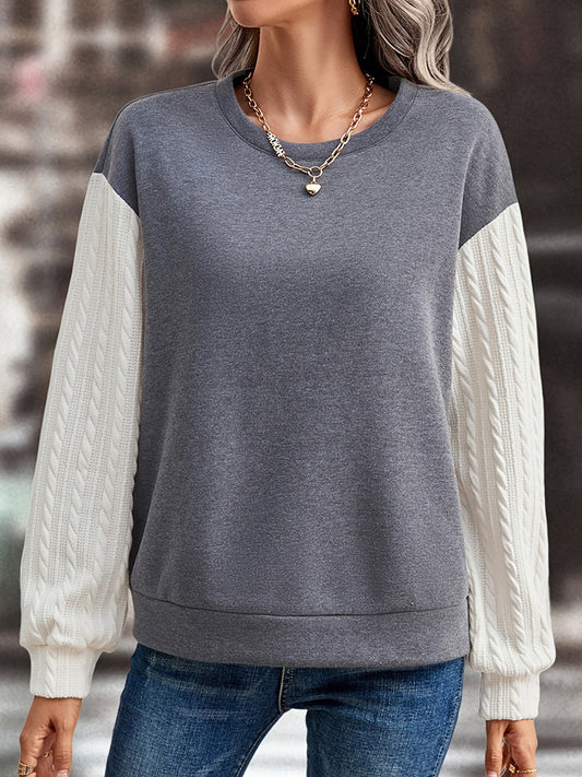 The Contrast Round Neck Drop Shoulder Sweatshirt