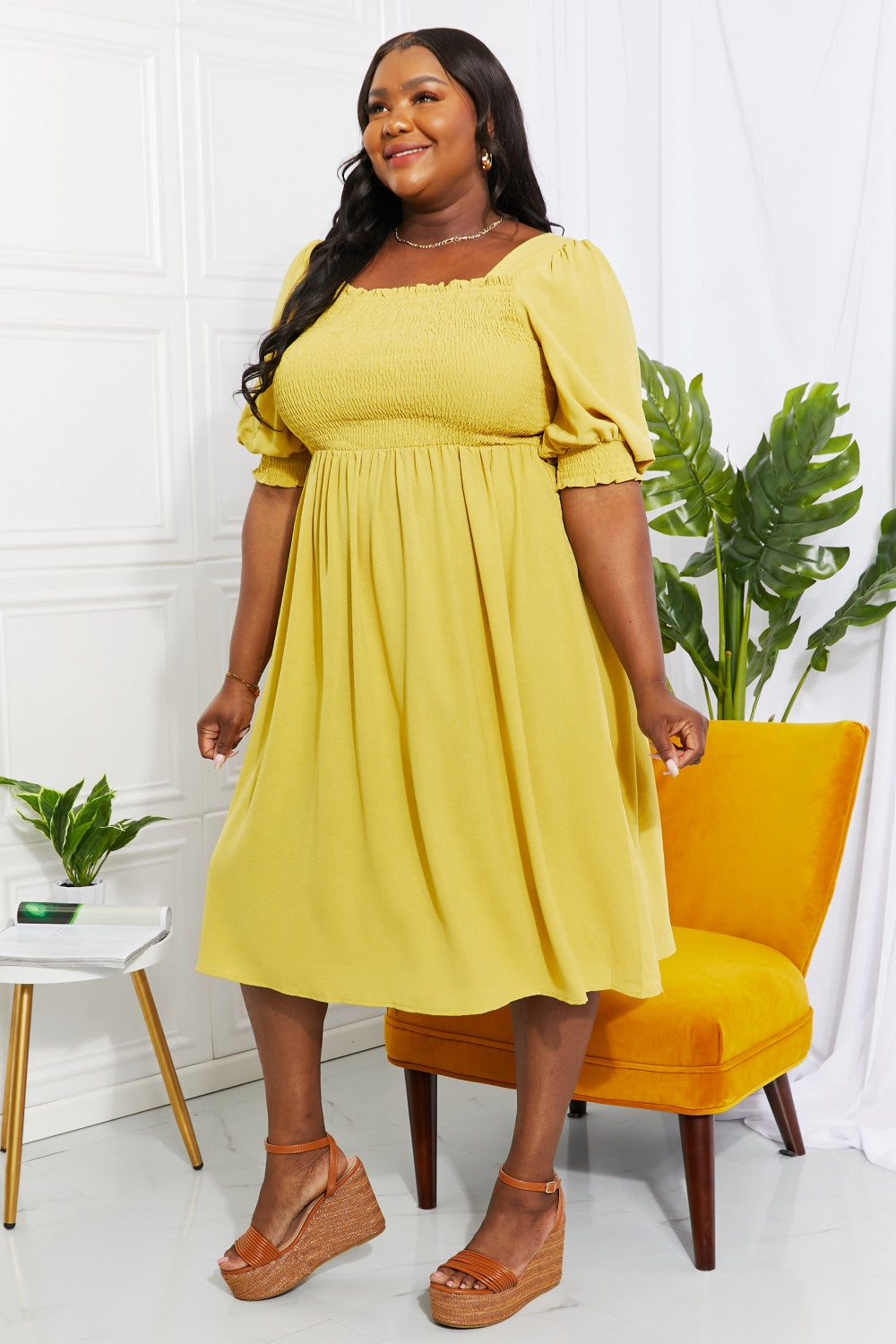 The Love You Forever Square Neck Midi Dress