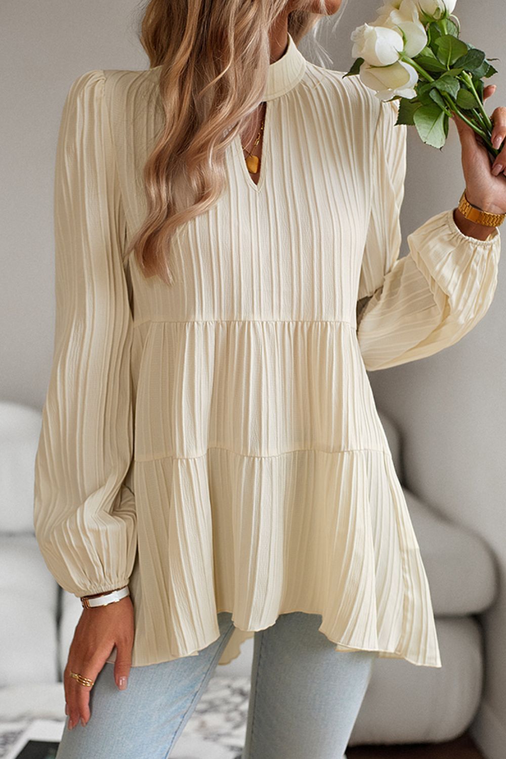 The Cream Tiered Blouse