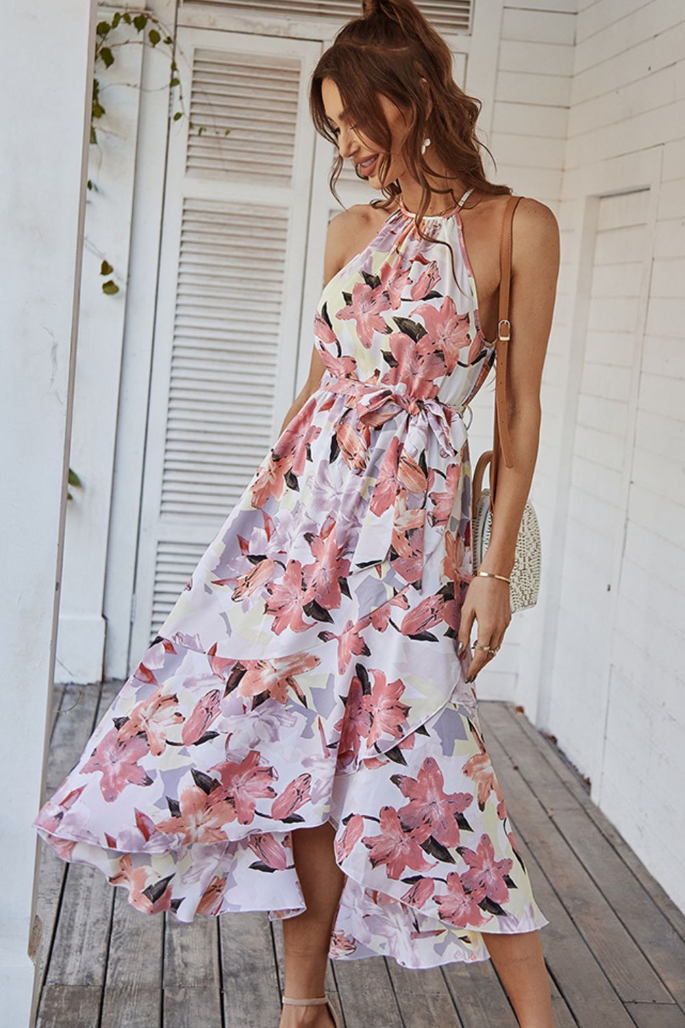 The Blush Floral Tie Belt Dress