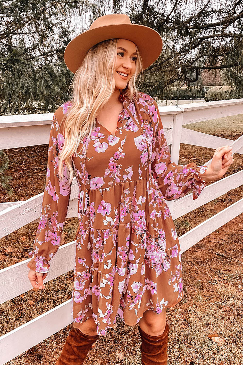 The Fall Floral Tiered Dress