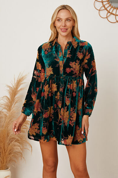 The Floral Button Up Collared Neck Shirt Dress