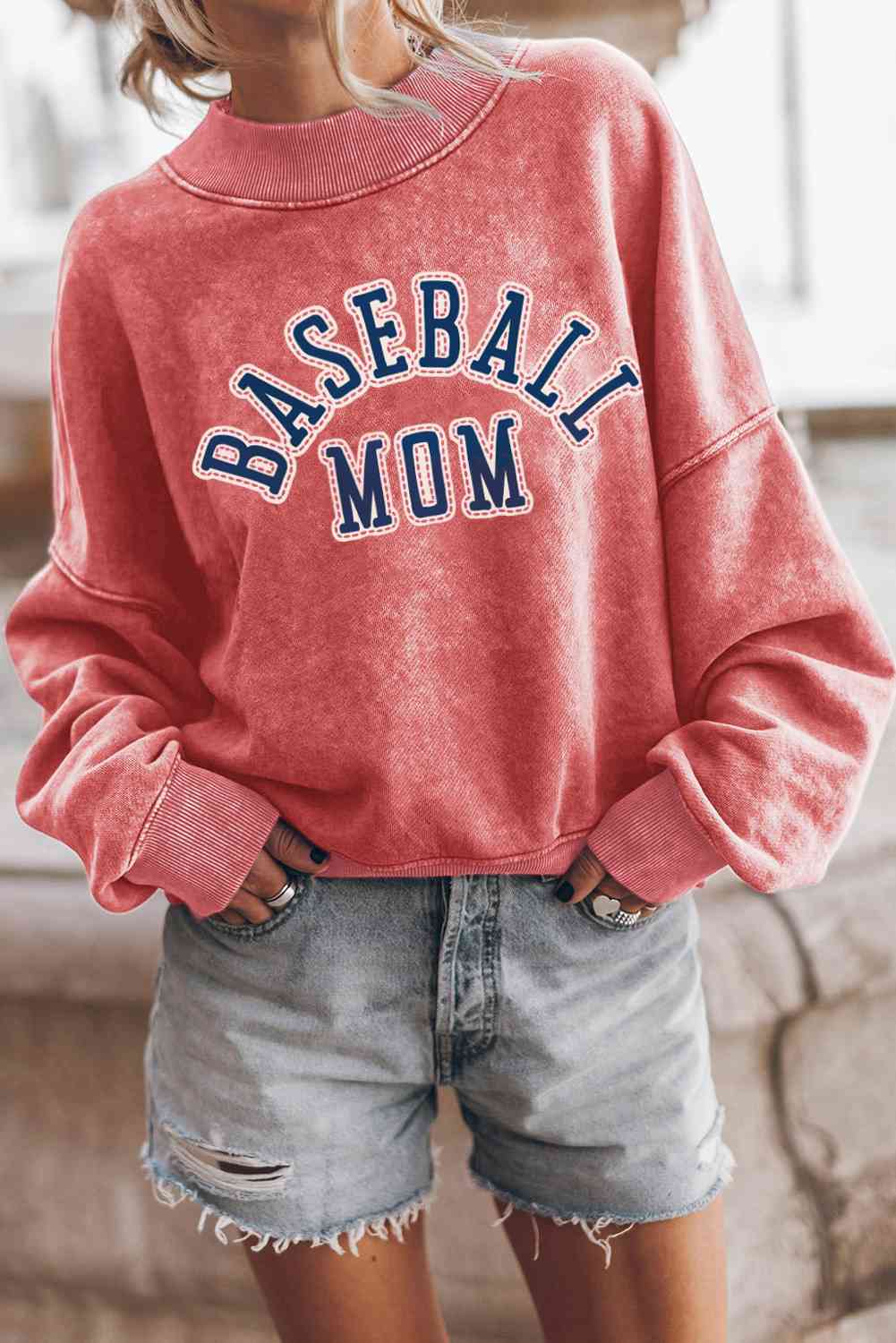 The BASEBALL MOM Graphic Drop Shoulder Sweatshirt