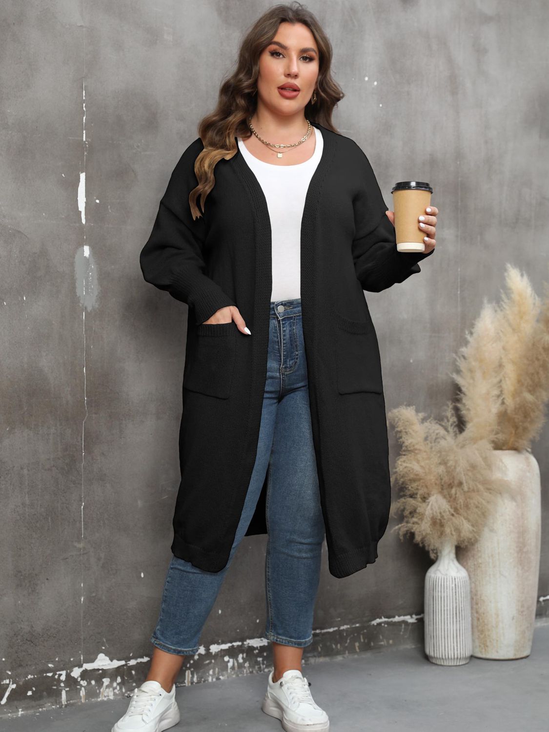 The Perfectly Plus Size Pocketed Cardigan