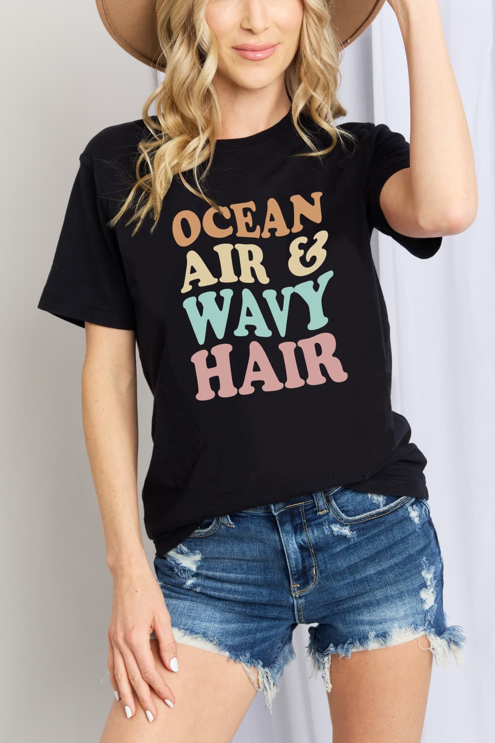 The OCEAN AIR & WAVY HAIR Graphic Cotton T-Shirt