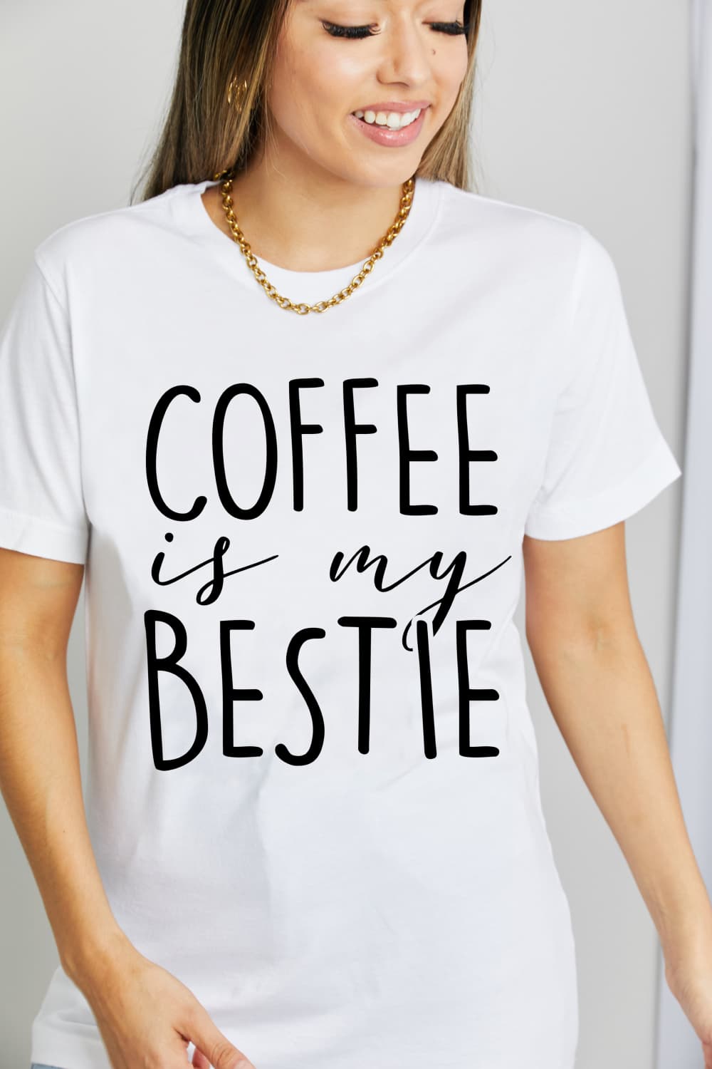 The COFFEE IS MY BESTIE Graphic Cotton T-Shirt