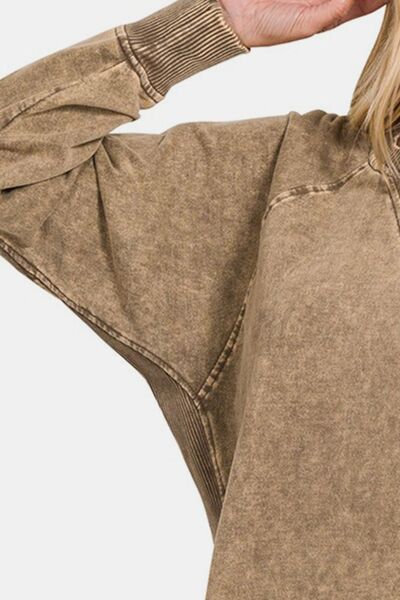 The Mocha Pocketed Round Neck Sweatshirt