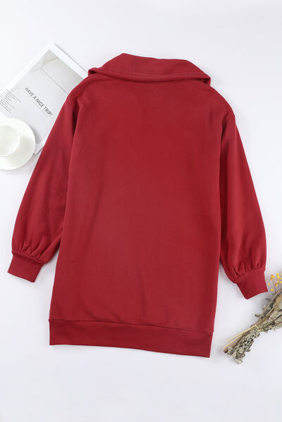 The Half Zip Dropped Shoulder Mini Sweatshirt Dress