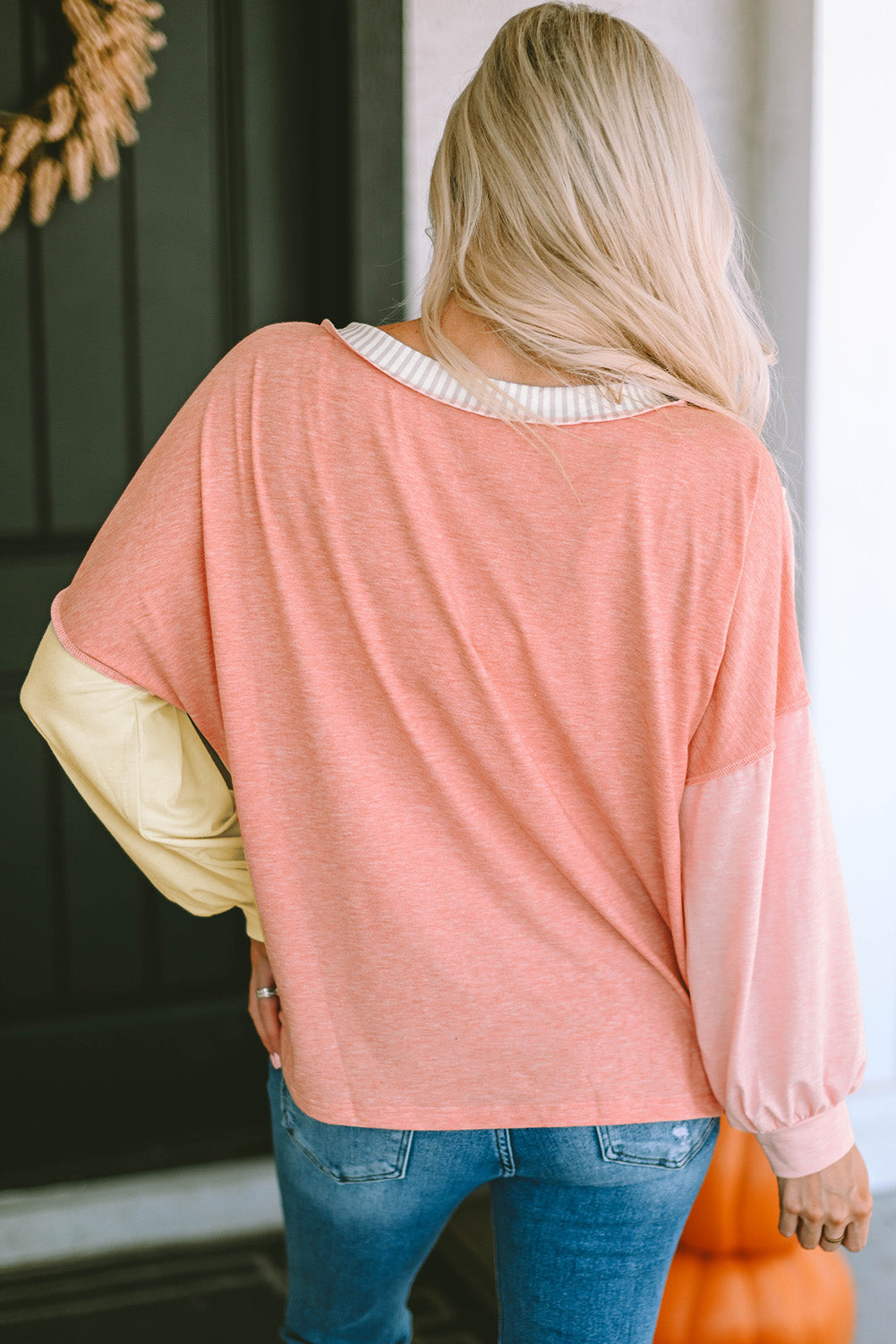 The Color Block Dropped Shoulder Sweatshirt with Pocket