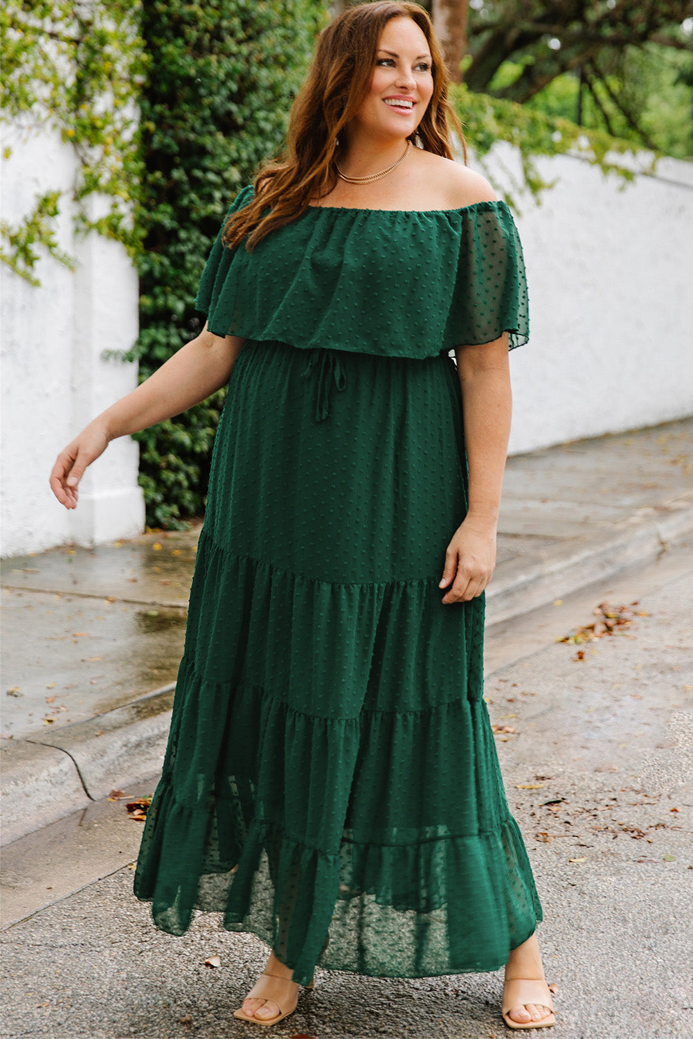 The Swiss Dot Off-Shoulder Tiered Dress