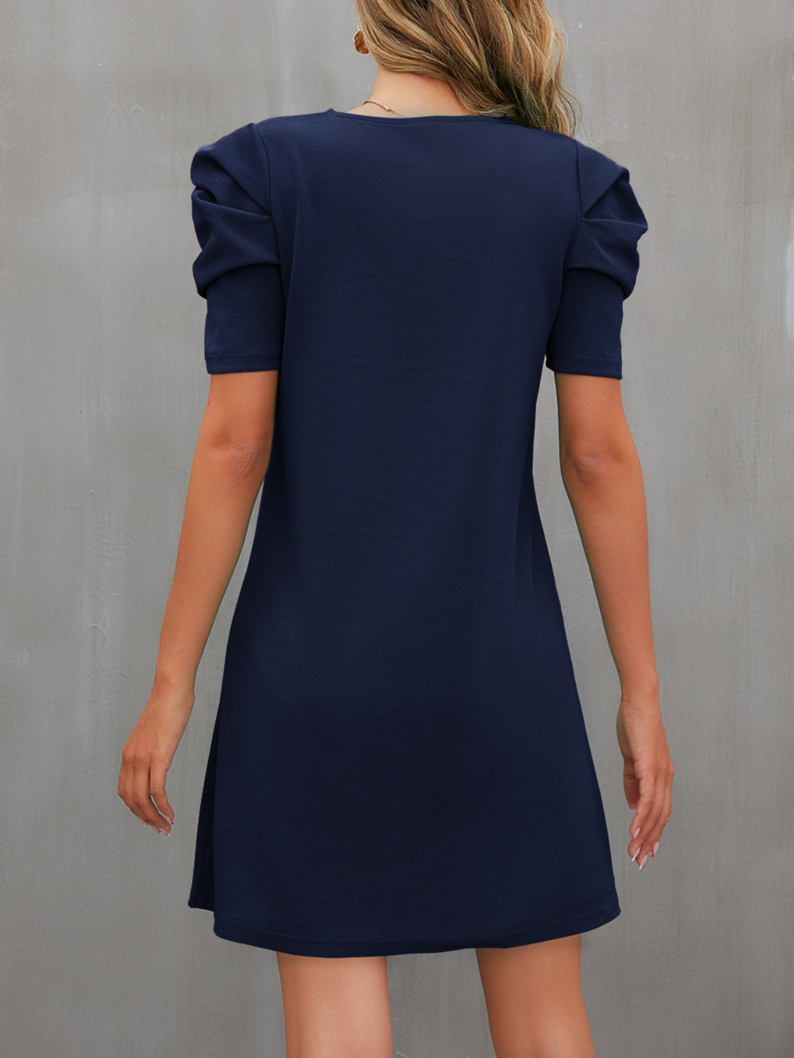 The Round Neck Puff Sleeve Mini Dress