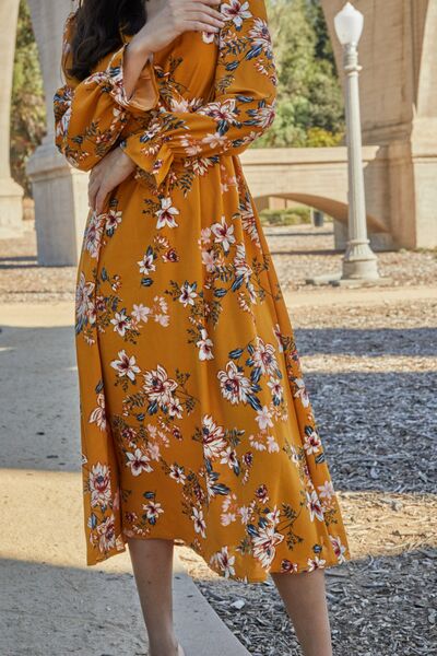 The Floral Tie Back Flounce Sleeve Dress