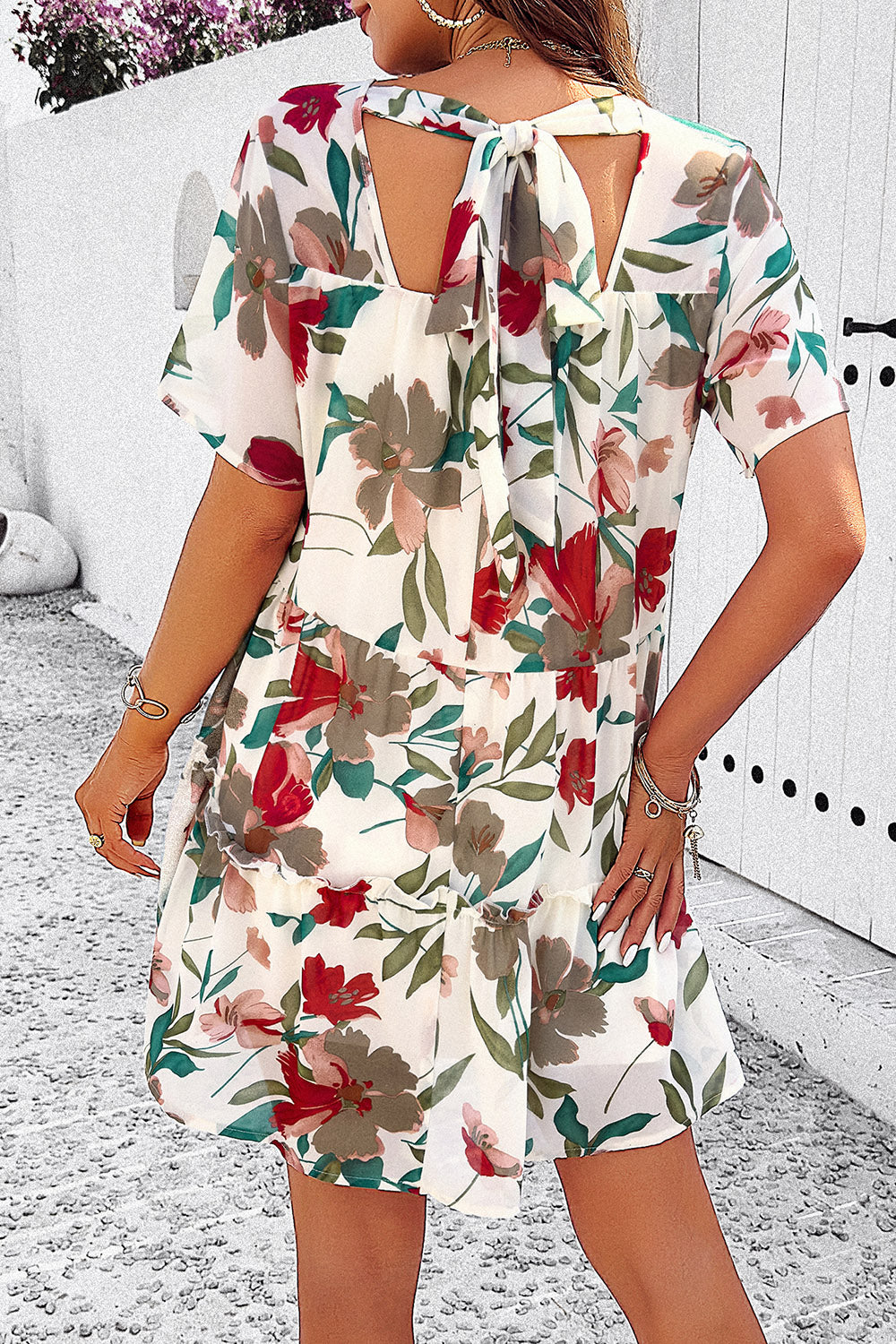 The Floral Printed Tie Back Mini Dress