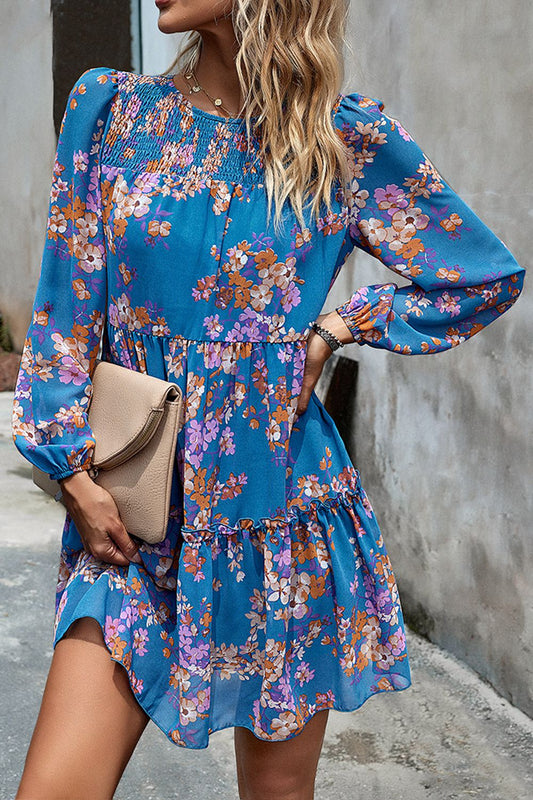 The Cobalt Blue Boho Floral Dress