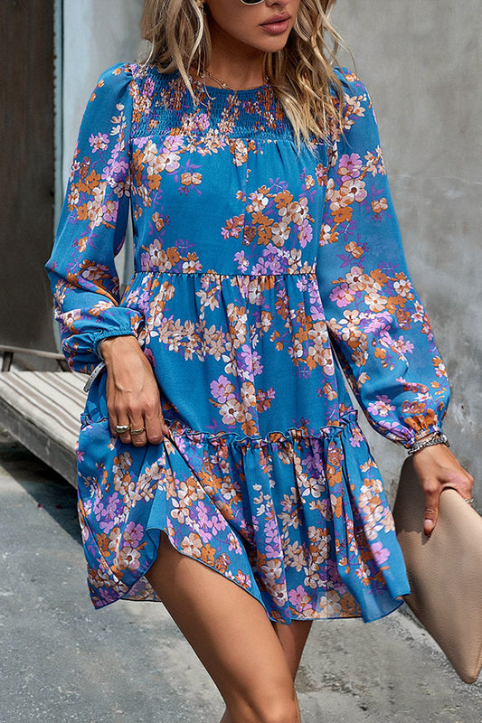 The Cobalt Blue Boho Floral Dress