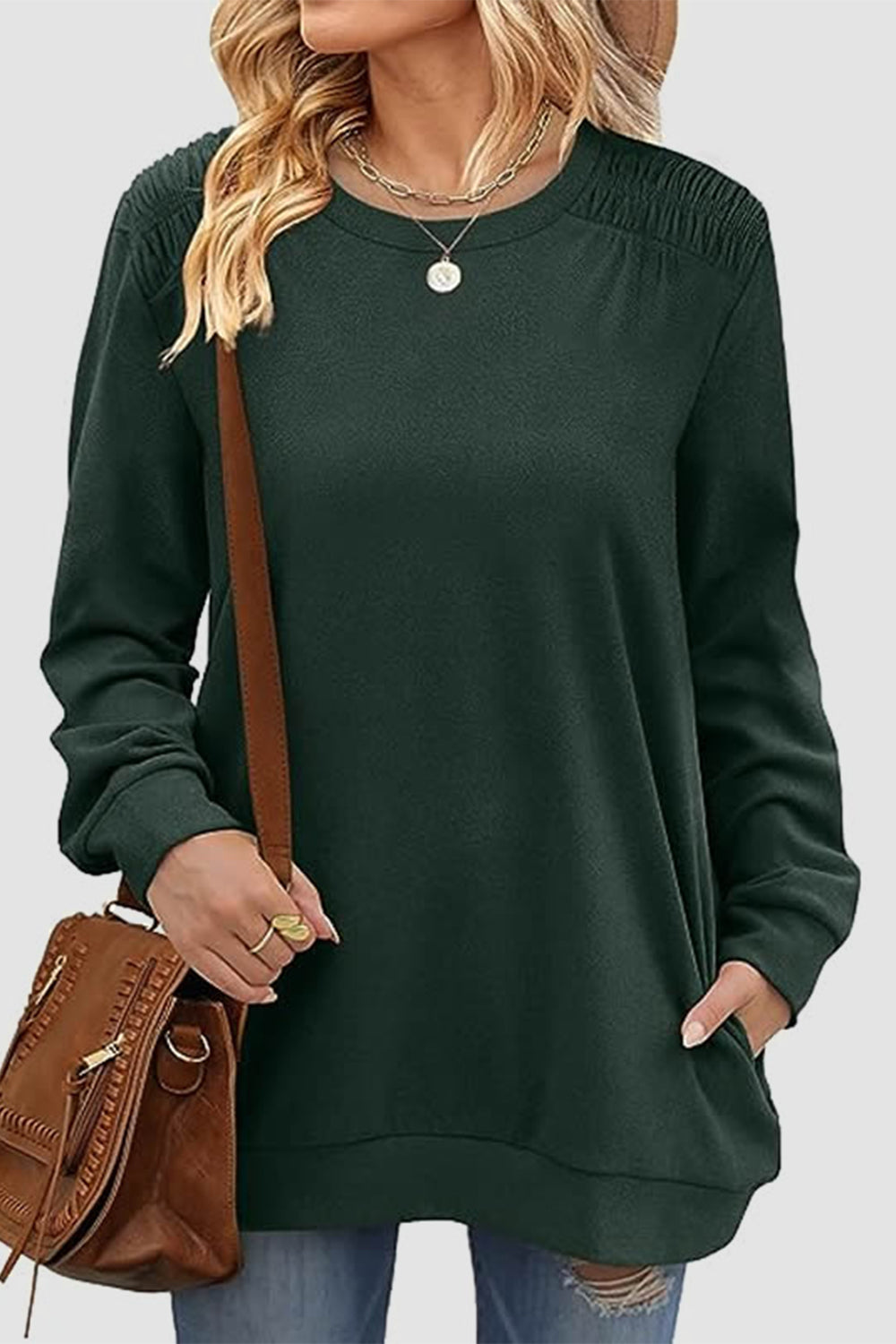 The Ruched Round Neck Sweatshirt