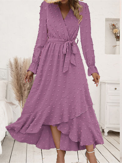 The Lilac Swiss Dot Tie Waist Dress