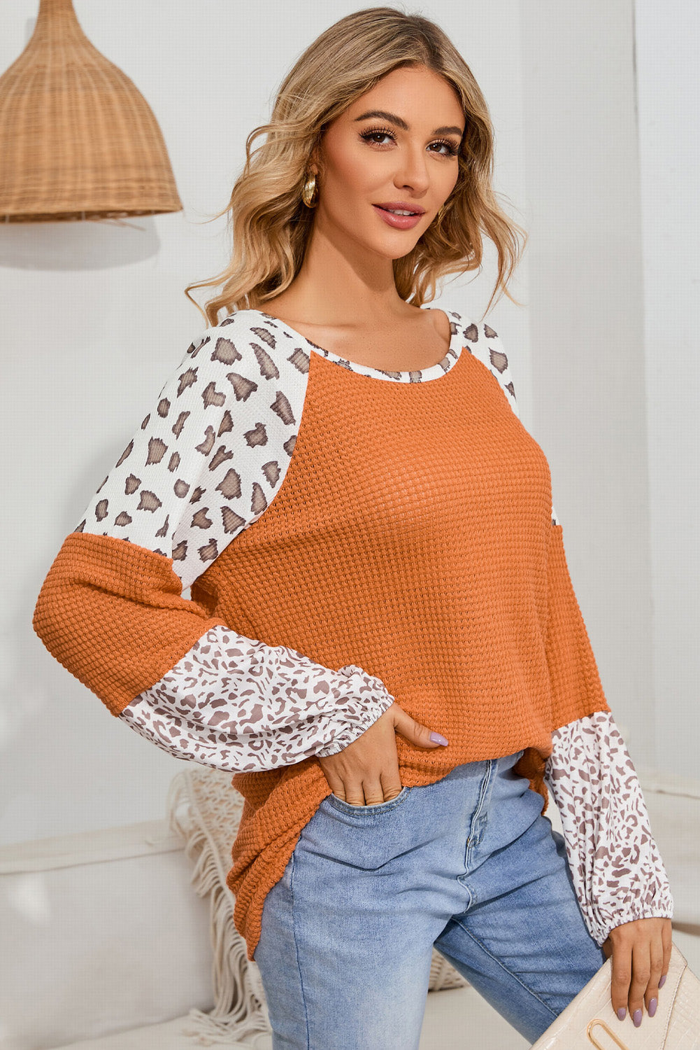 The Leopard Waffle-Knit Blouse