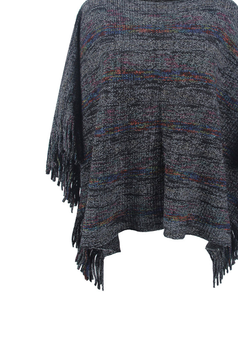 The Round Neck Fringe Detail Sleeve Poncho