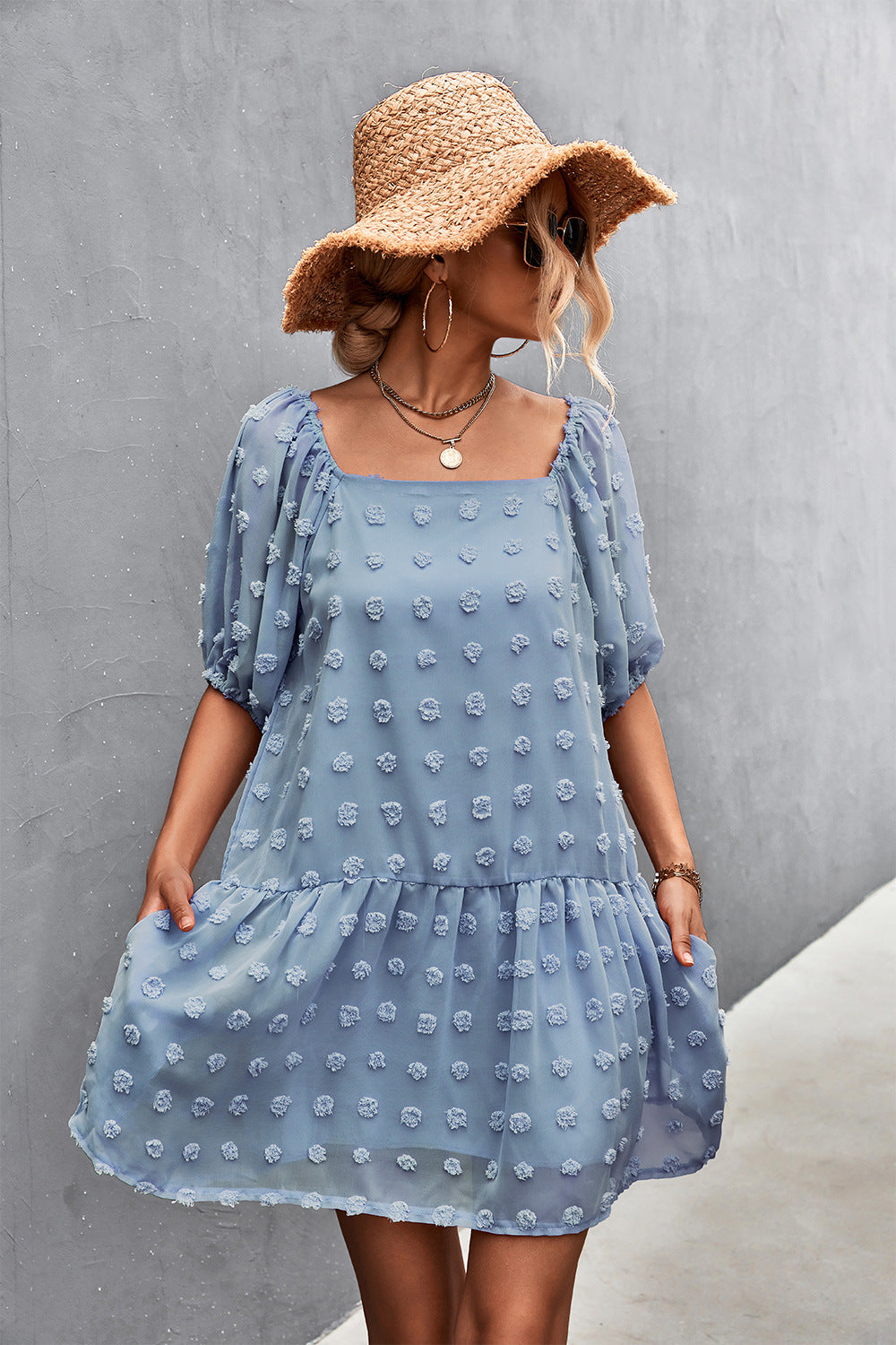 The Swiss Dot Balloon Sleeve Dress