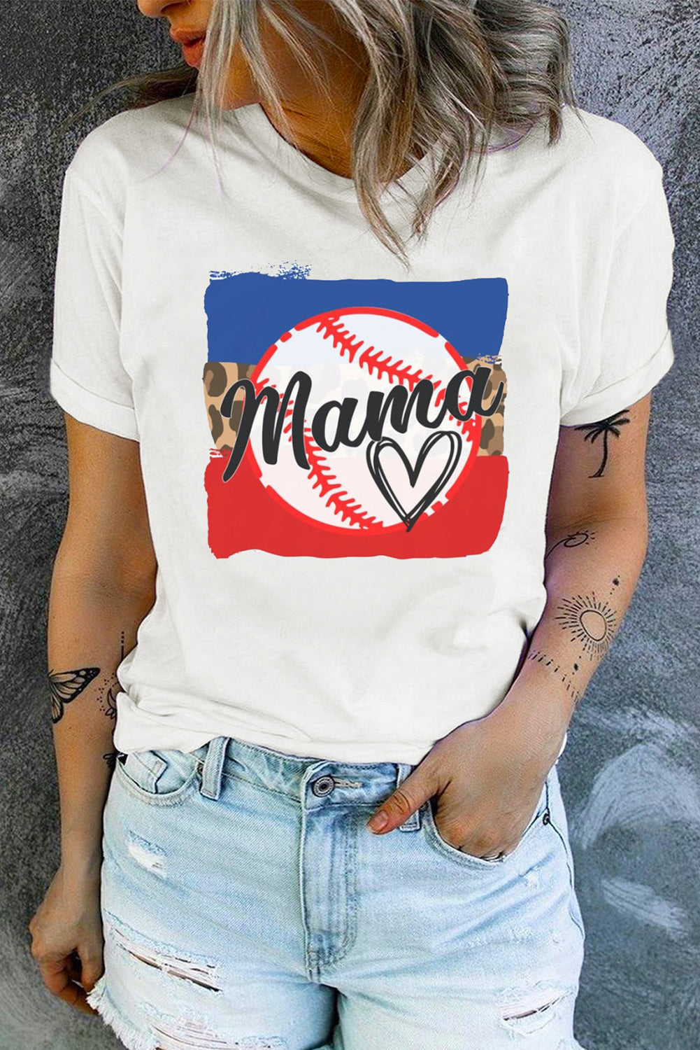 The Baseball MAMA Round Neck T-Shirt