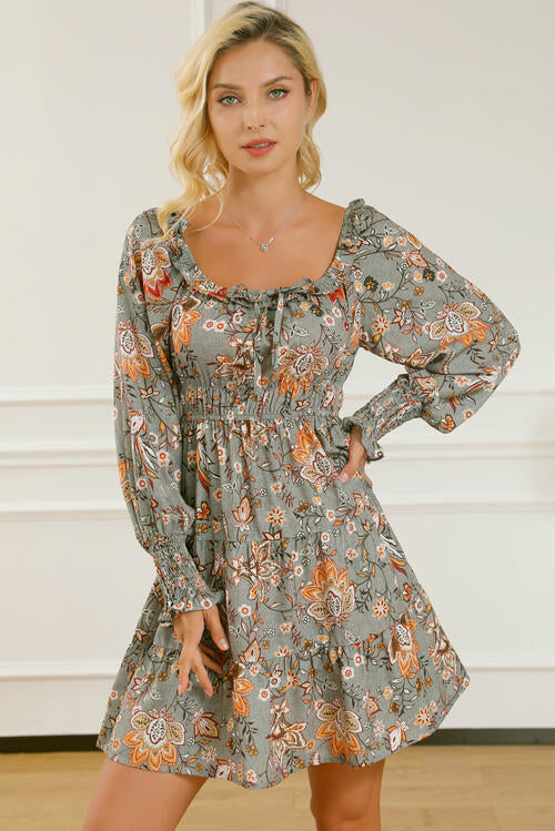 The Smocked Lantern Sleeve Tiered Dress