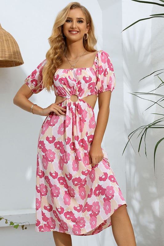 The Floral Cutout Puff Sleeve Dress