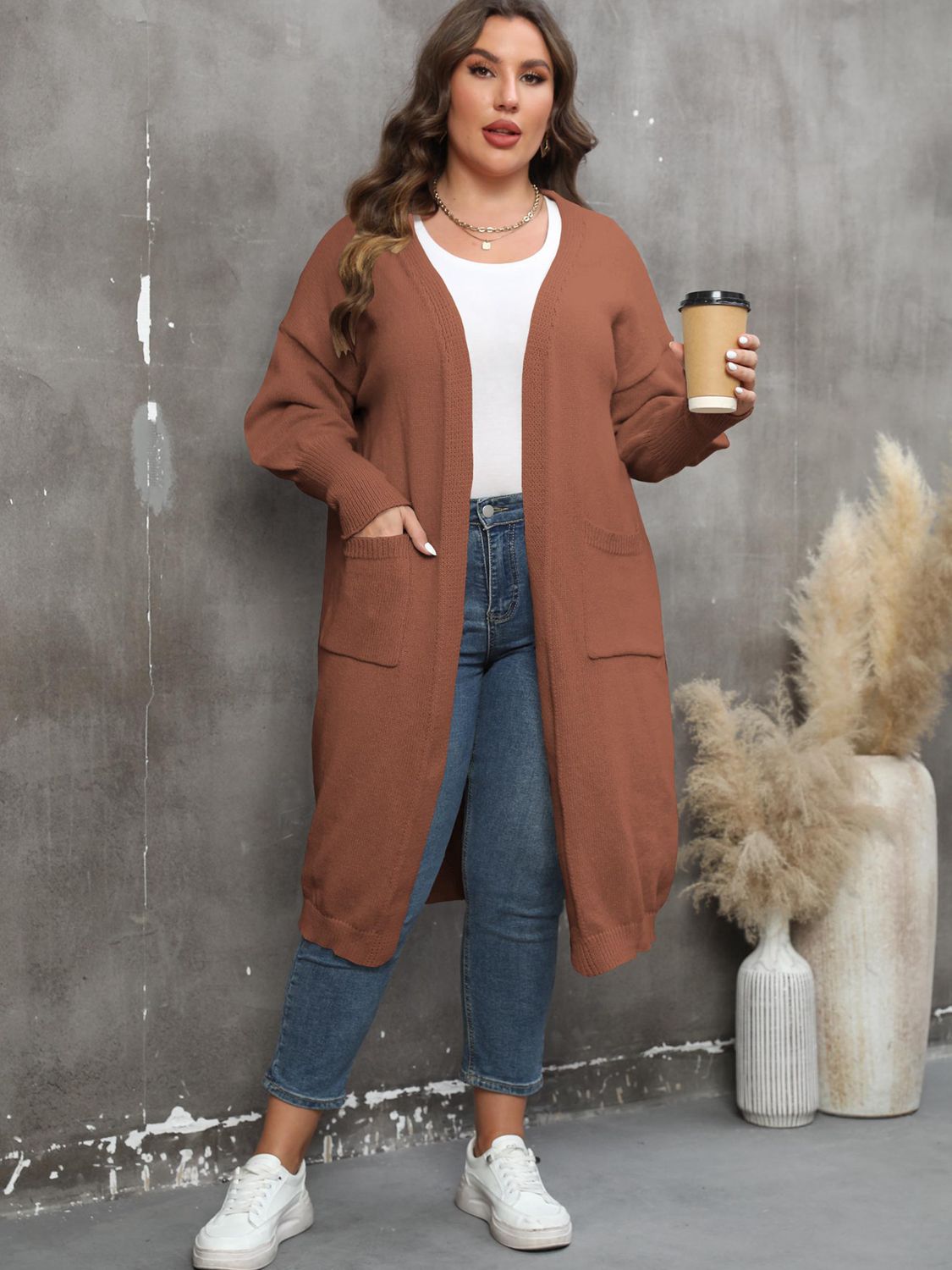 The Perfectly Plus Size Pocketed Cardigan