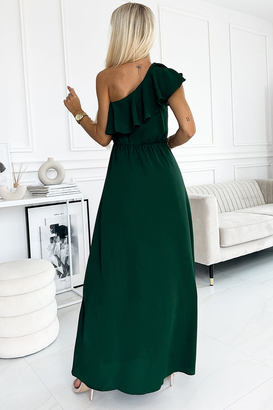 The One-Shoulder Ruffled Maxi Dress