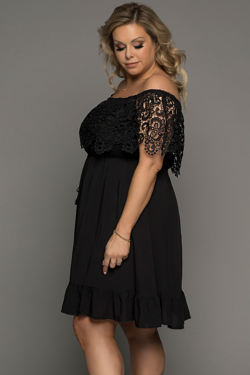 The Black Lace Off-Shoulder Dress