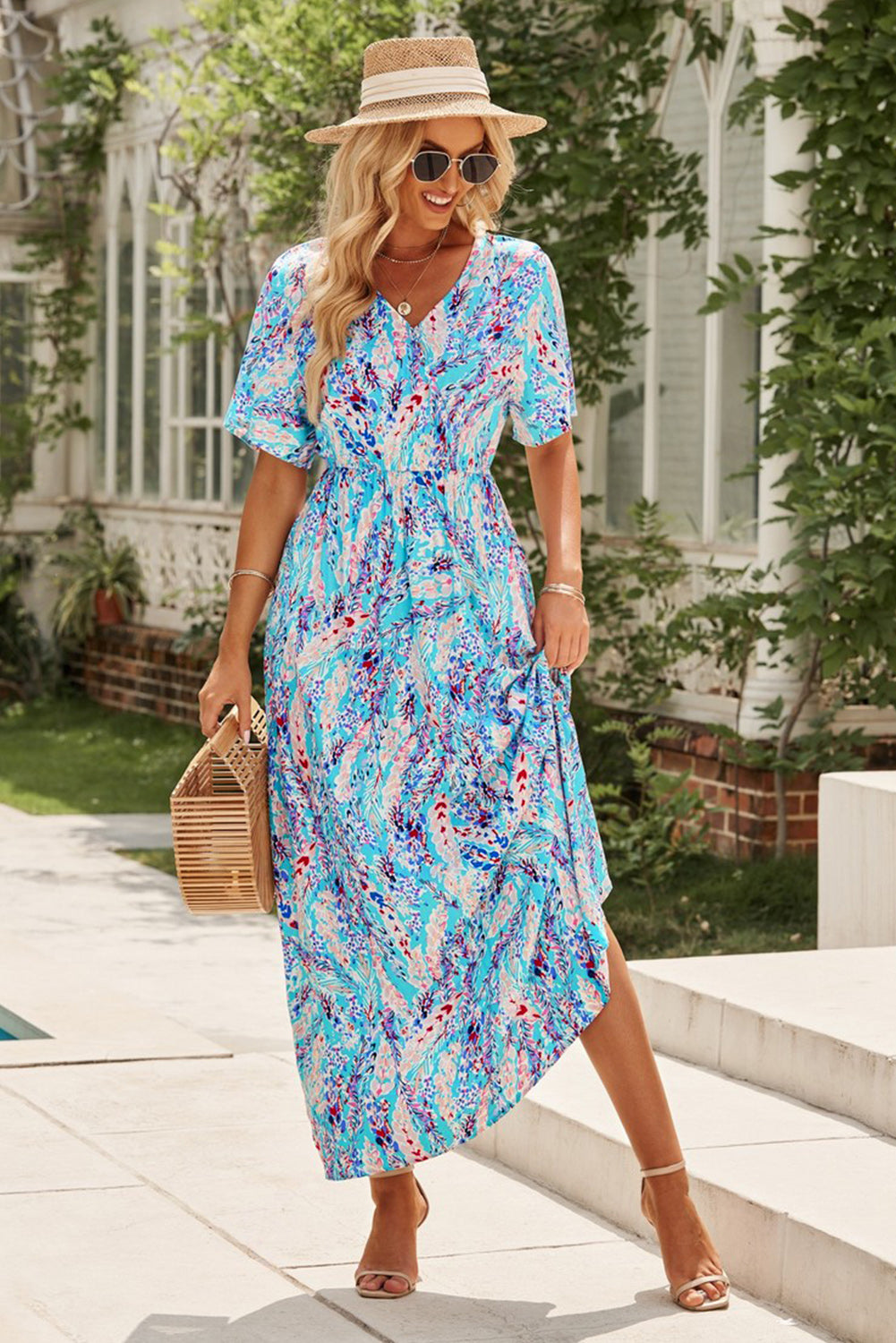 The Multicolored V-Neck Maxi Dress