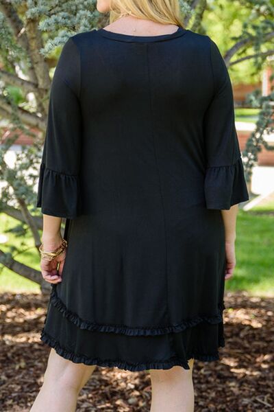 The Perfectly Plus Size Frill Trim Flounce Sleeve Dress