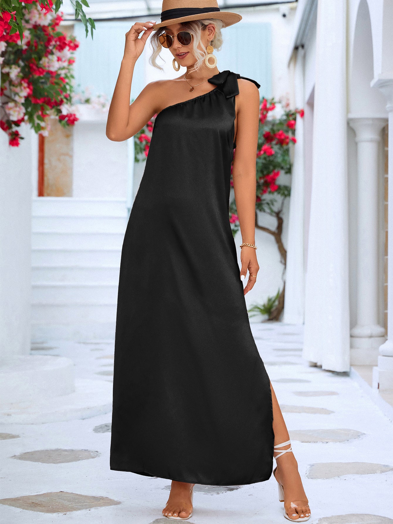 The One-Shoulder Slit Maxi Dress