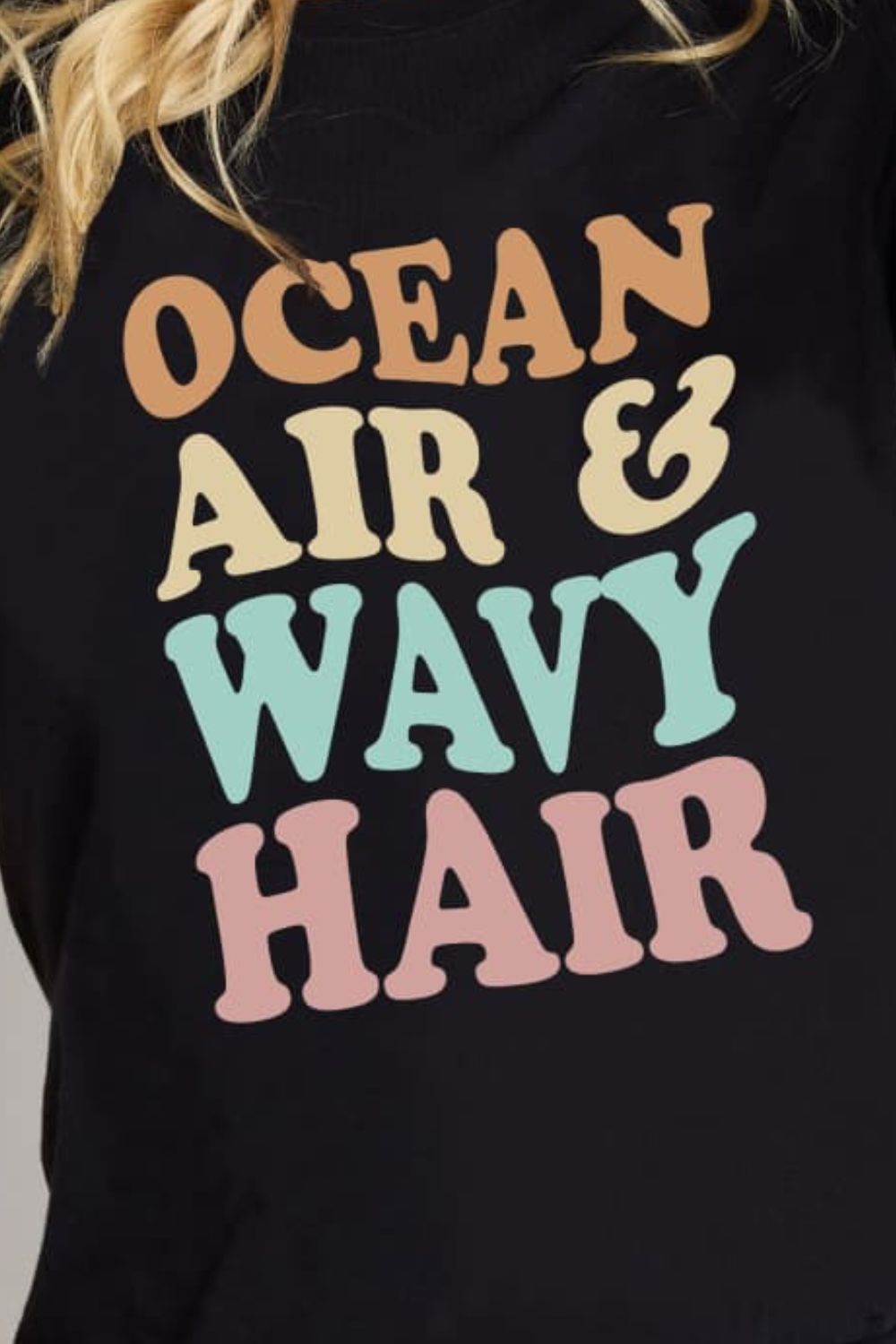 The OCEAN AIR & WAVY HAIR Graphic Cotton T-Shirt