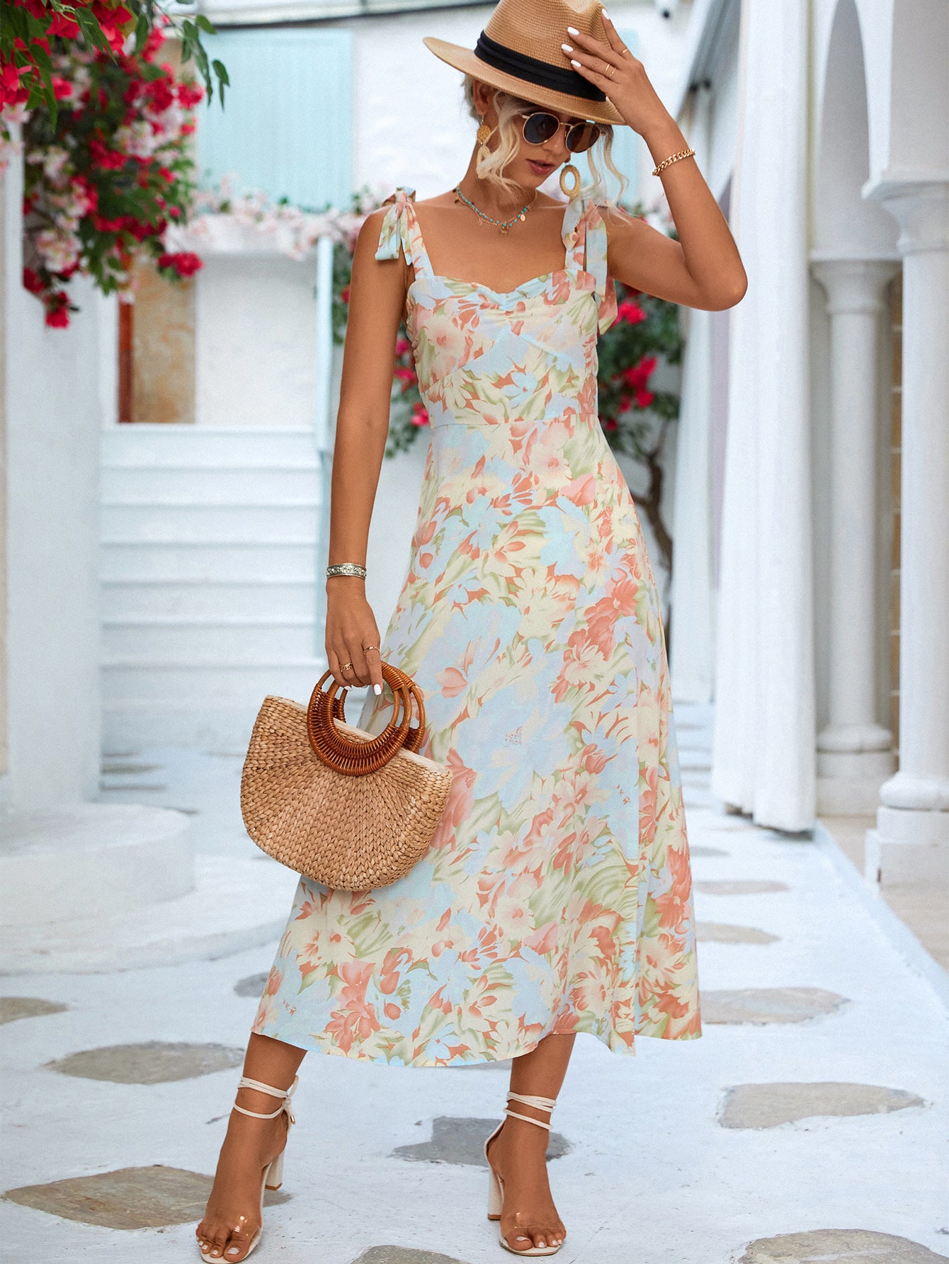 The Tie-Shoulder Sweetheart Neck Dress