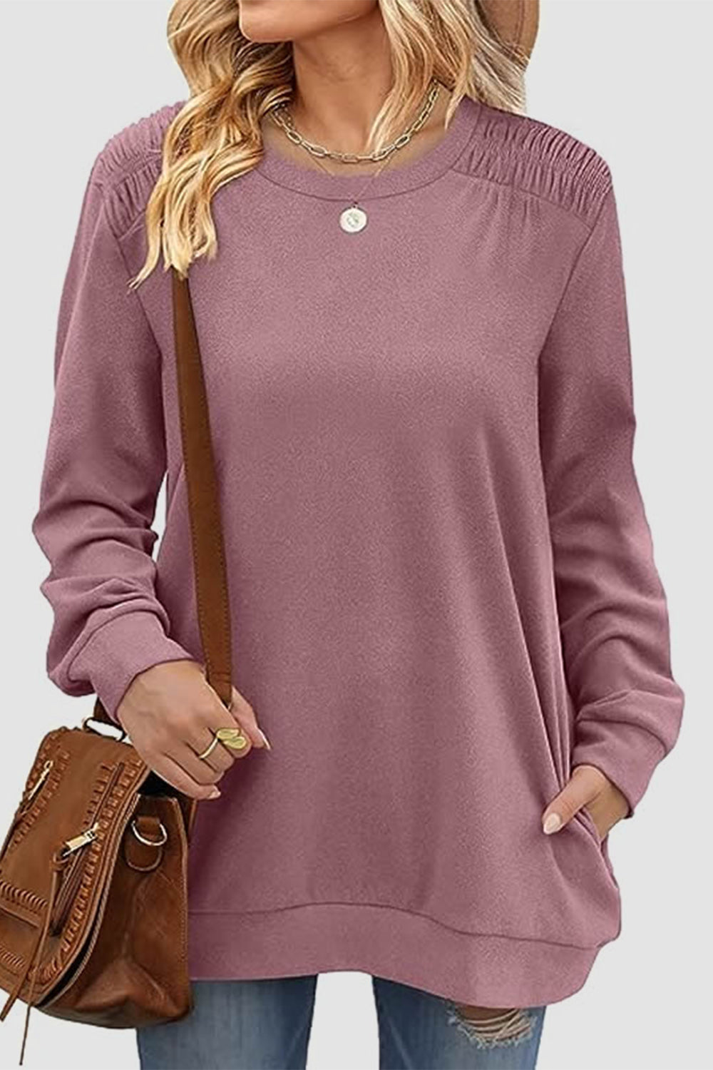 The Ruched Round Neck Sweatshirt