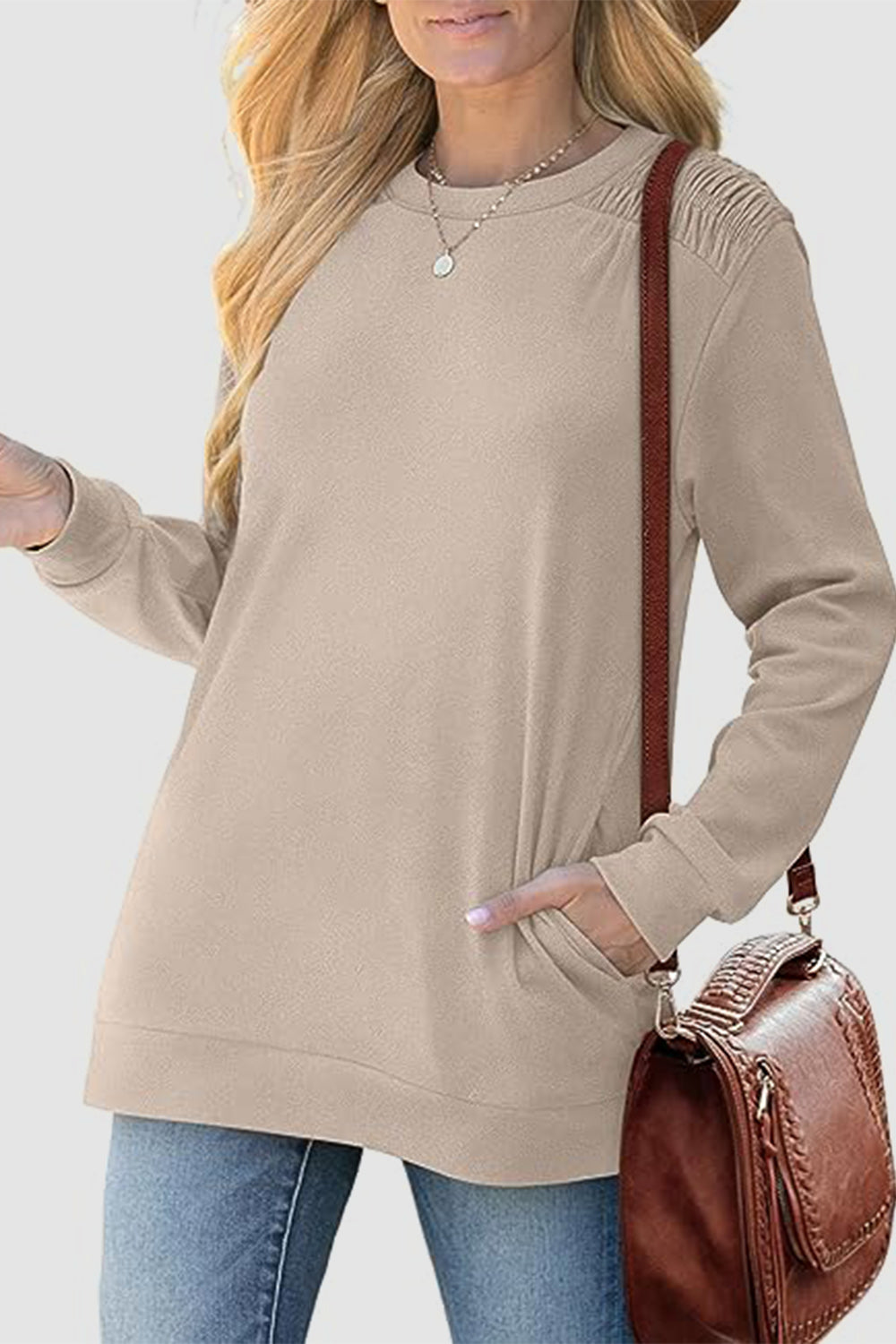 The Ruched Round Neck Sweatshirt