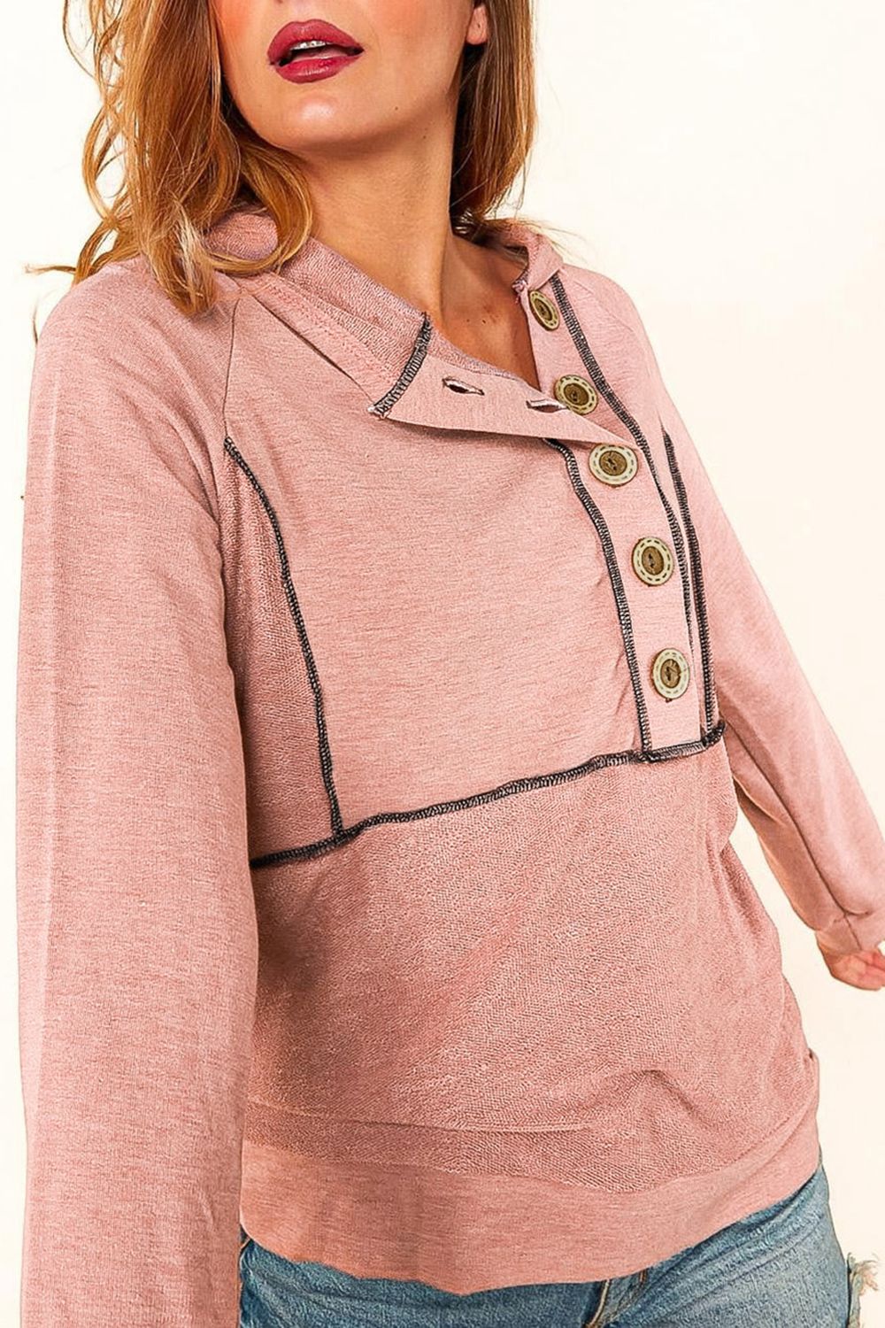 The Buttoned Long Sleeve Hoodie