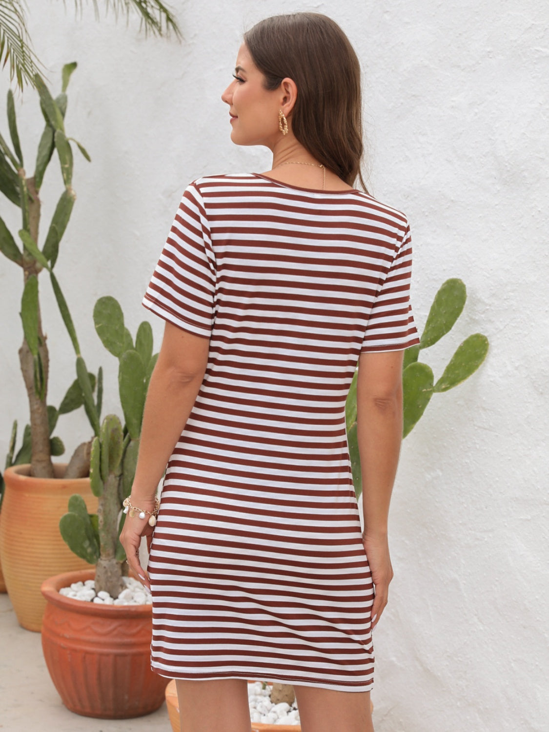 The Cutout Striped Round Neck Dress