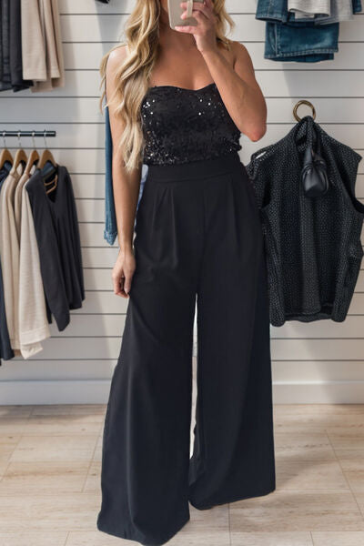 The Sequin Tube Wide Leg Jumpsuit